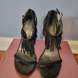 Stuart Weizmann Suede Fringe Accent Sandlas